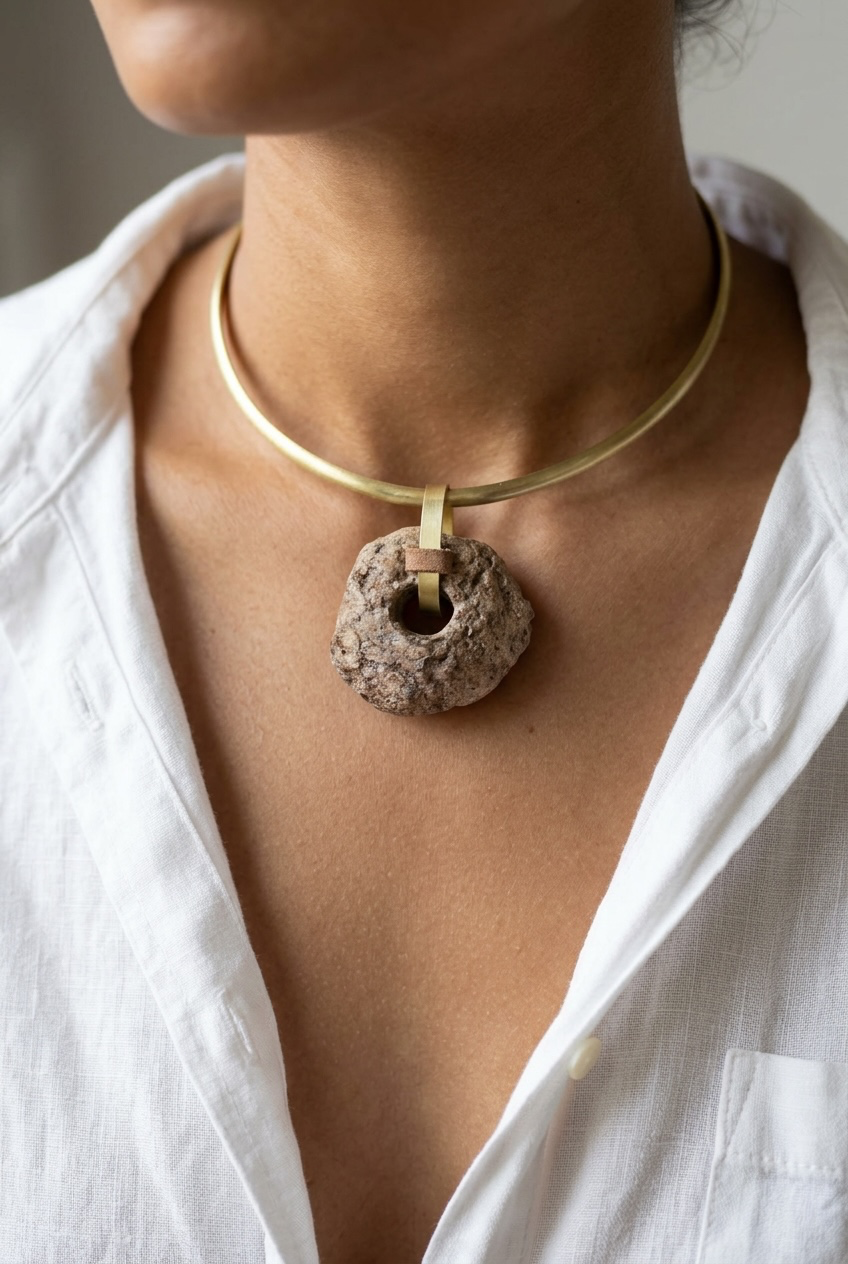 BRUTA → Bruta — Andean Stone Bronze Choker | Brutalist Jewelry