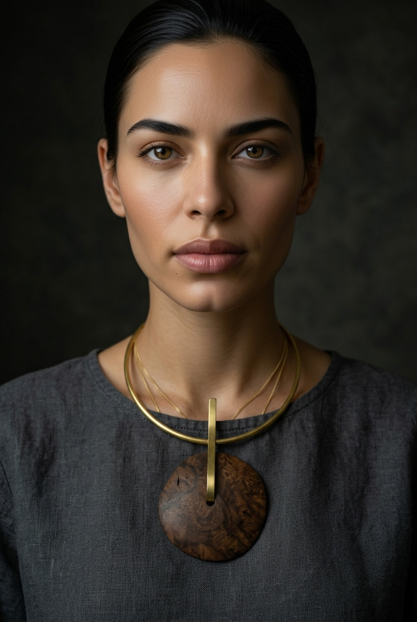 Núcleo — Black Walnut Root Necklace | Wearable Sculpture